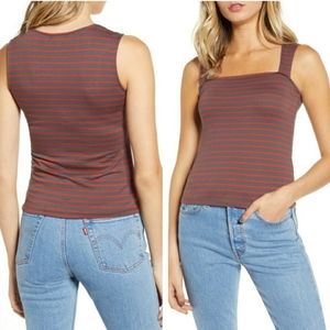 Artcles Of Society Grey & Red Wide Strap Tank Med
